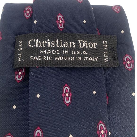 Christian Dior Navy Blue Silk Mens Neck Tie WPL125 Dress Business Formal Trendy - Picture 4 of 9